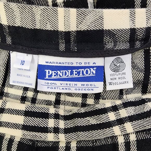 Vintage Pendleton Womens Maxi Skirt Size 10 100% Virgin Wool Black Cream Plaid - Picture 6 of 9